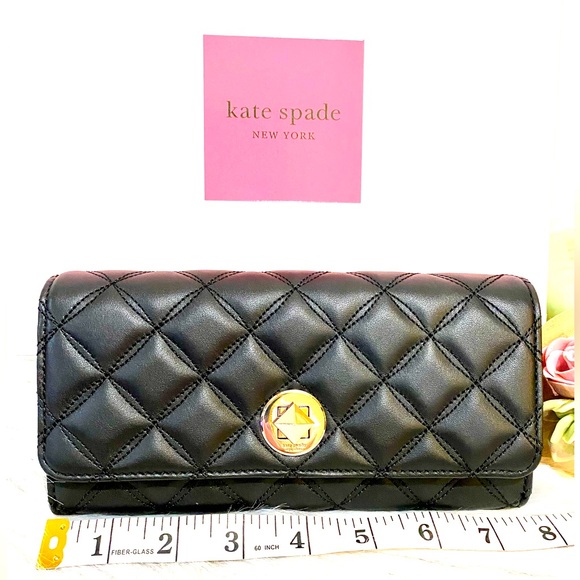 Kate Spade Black Smooth Quilted Large Turn Lock Wallet - Picture 3 of 11